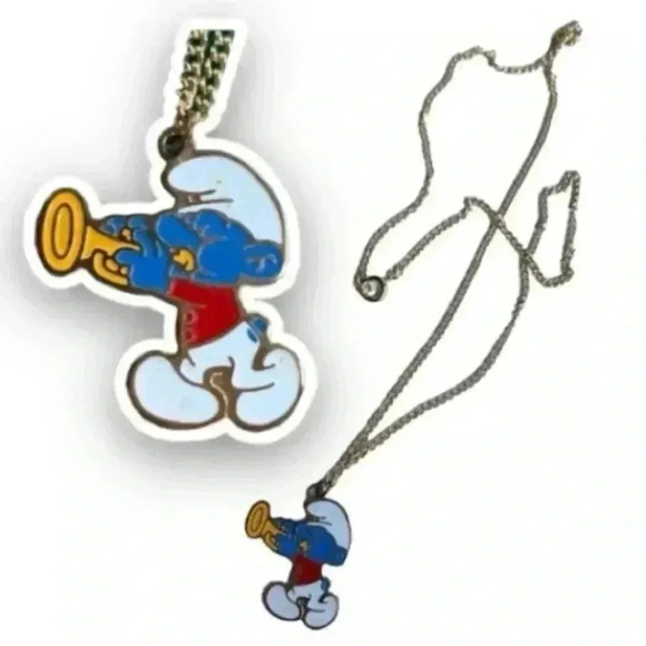 Vintage 80s Smurf Necklace signed “1989 Peyo” - Picture 1 of 8